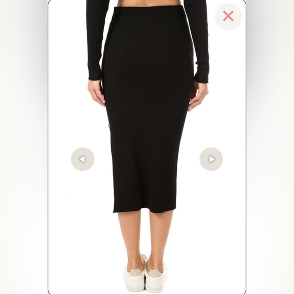 Cotton Citizens Ibiza Black Ribbed Midi Skirt Side Zipper Slit Small - Picture 3 of 10